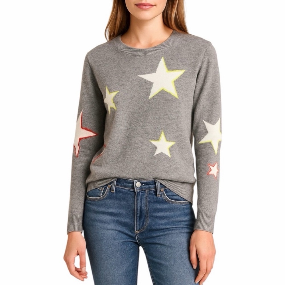 Banana Republic Gray Sweater with Multicolor Stars